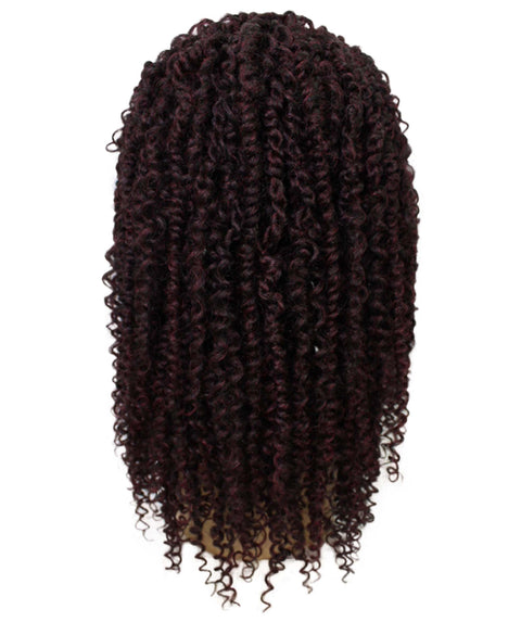 Tierra Deep Red and Black Blend Twisted Braids Lace Wig