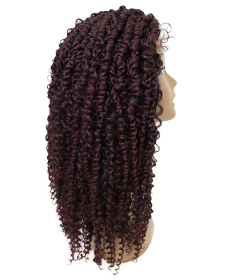 Tierra Deep Red and Black Blend Twisted Braids Lace Wig