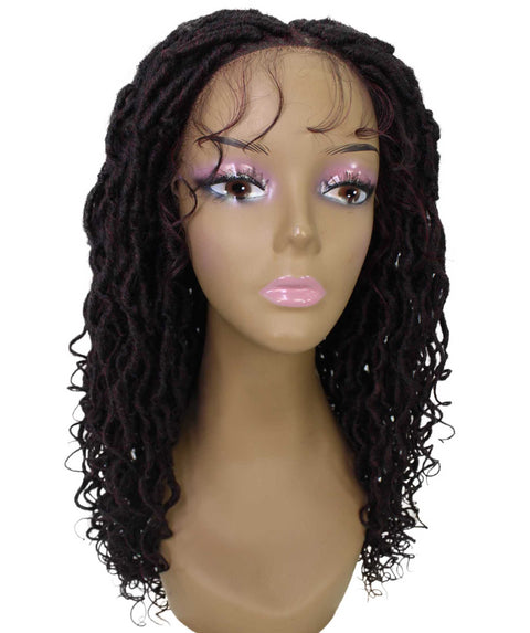 Diamond Deep Red and Black Blend Locs Lace Wig