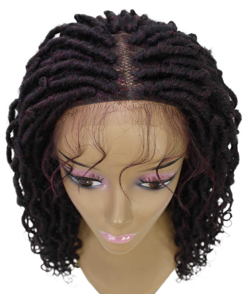 Diamond Deep Red and Black Blend Locs Lace Wig