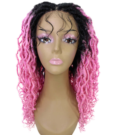 Diamond Dark Pink Ombre Locs Lace Wig