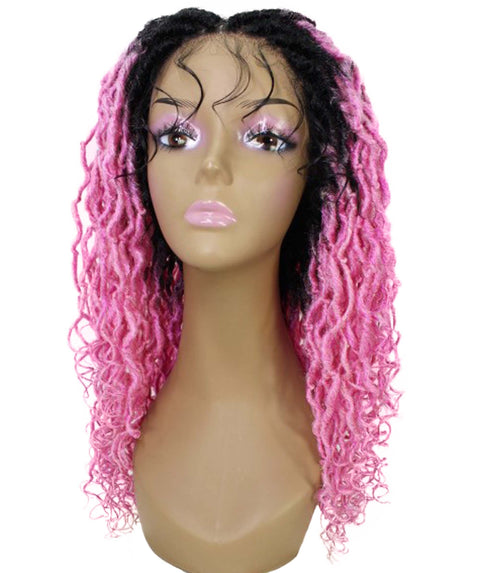 Diamond Dark Pink Ombre Locs Lace Wig