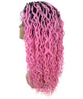 Diamond Dark Pink Ombre Locs Lace Wig