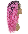 Diamond Dark Pink Ombre Locs Lace Wig