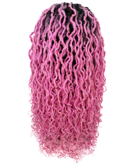 Diamond Dark Pink Ombre Locs Lace Wig