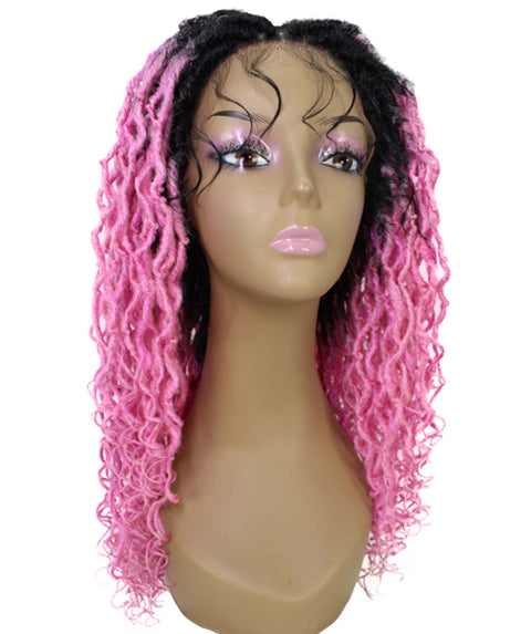 Diamond Dark Pink Ombre Locs Lace Wig