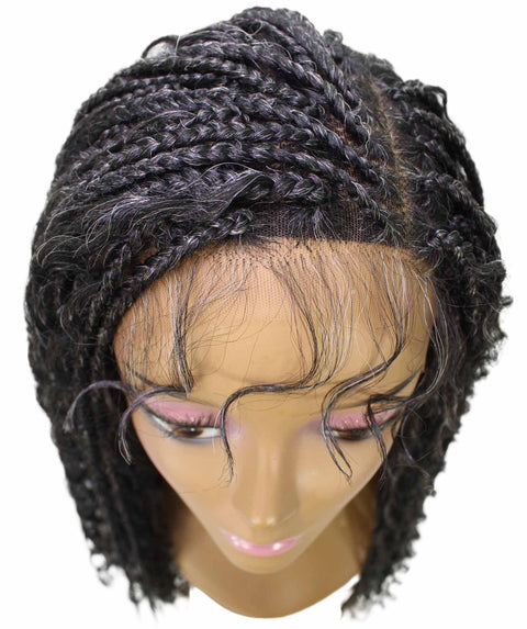 Hailey Salt and Ppepper Grey Braids Lace Wig