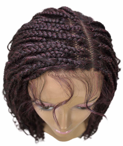 Hailey Deep Red and Black Blend Braids Lace Wig