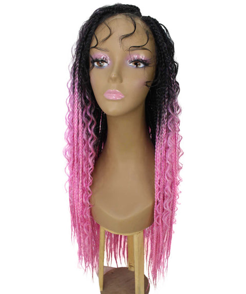 Hailey Dark Pink Ombre Braids Lace Wig