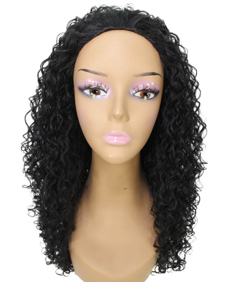 Makayla Black Curls Half Cap Wig