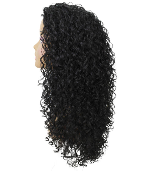 Makayla Black Curls Half Cap Wig