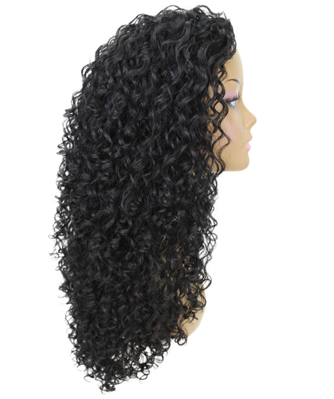Makayla Black Curls Half Cap Wig