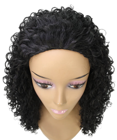 Makayla Black Curls Half Cap Wig