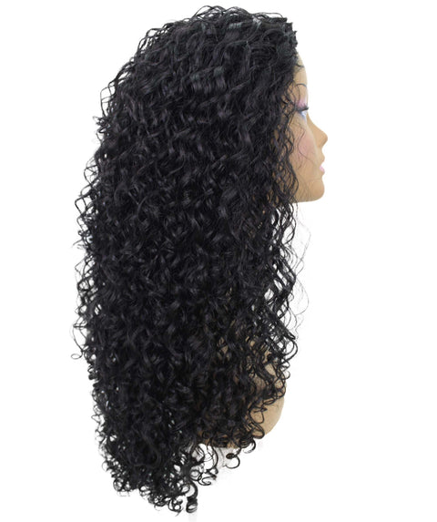 Makayla Natural Black Curls Half Cap Wig