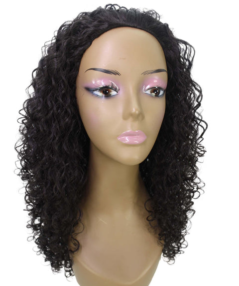 Makayla Natural Black Curls Half Cap Wig