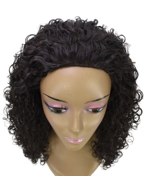Makayla Natural Black Curls Half Cap Wig