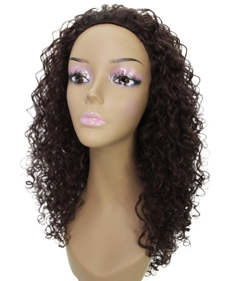 Makayla Dark Brown Curls Half Cap Wig