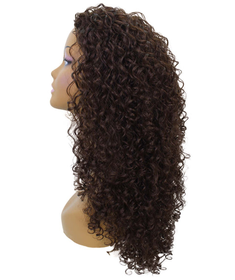 Makayla Dark Brown Curls Half Cap Wig