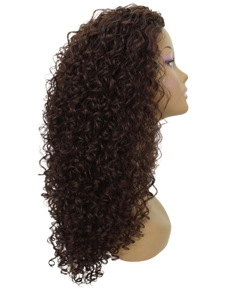 Makayla Dark Brown Curls Half Cap Wig