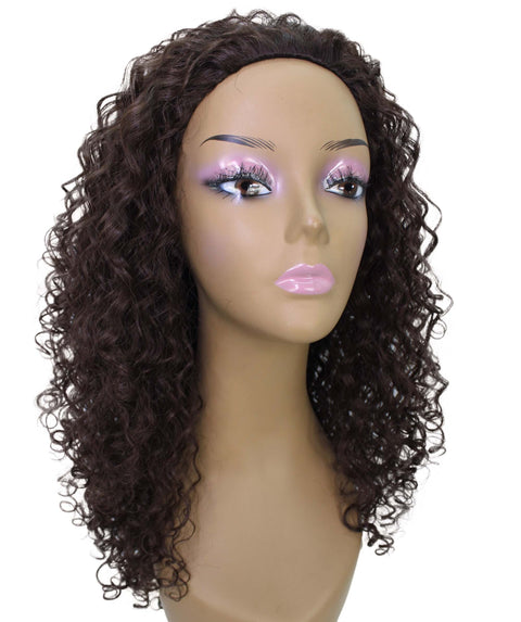 Makayla Dark Brown Curls Half Cap Wig