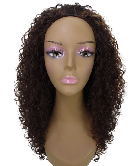 Makayla Black with Caramel Curls Half Cap Wig