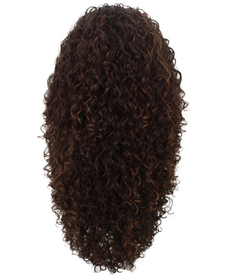 Makayla Black with Caramel Curls Half Cap Wig