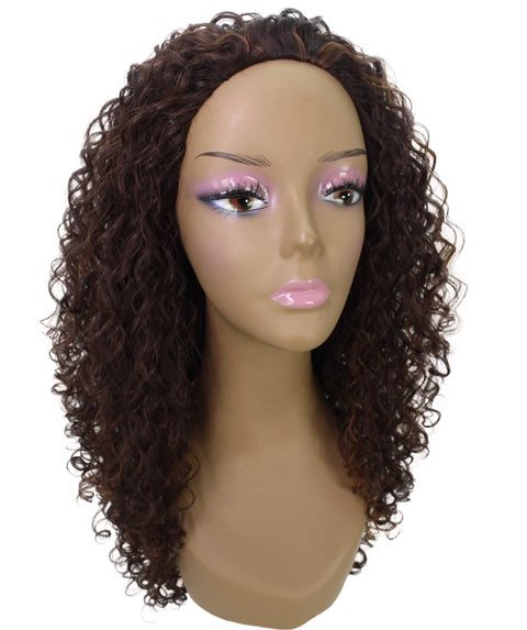 Makayla Black with Caramel Curls Half Cap Wig