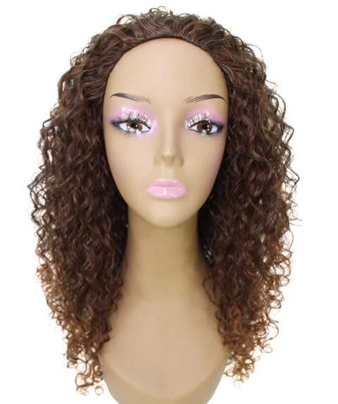 Makayla Dark Auburn Brown Blend Curls Half Cap Wig