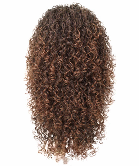Makayla Dark Auburn Brown Blend Curls Half Cap Wig