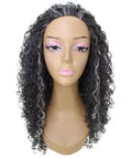 Makayla Dark Charcoal Gray Curls Half Cap Wig