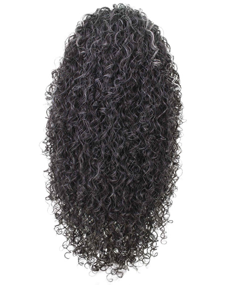 Makayla Dark Charcoal Gray Curls Half Cap Wig