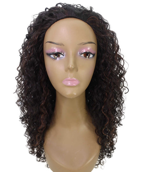 Makayla Dark Brown Blend Curls Half Cap Wig