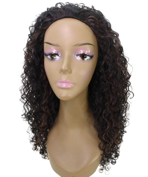 Makayla Dark Brown Blend Curls Half Cap Wig