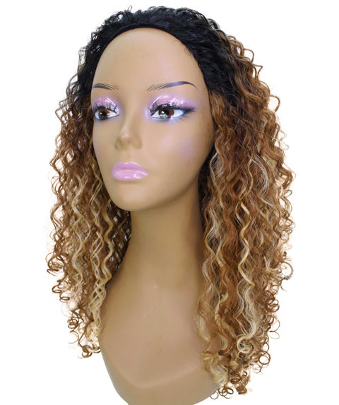 Makayla Black Blend Curls Half Cap Wig