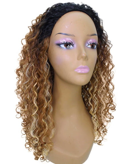 Makayla Black Blend Curls Half Cap Wig