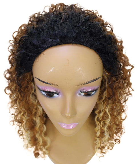 Makayla Black Blend Curls Half Cap Wig