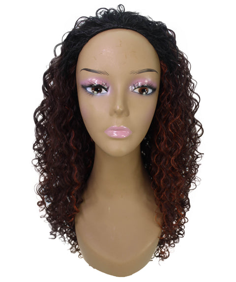 Makayla Medium Brown to Black Blend Curls Half Cap Wig