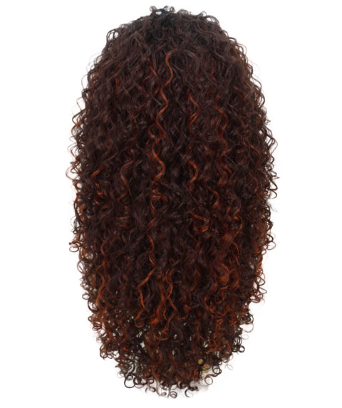 Makayla Medium Brown to Black Blend Curls Half Cap Wig