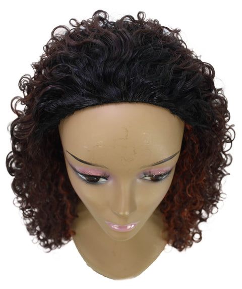 Makayla Medium Brown to Black Blend Curls Half Cap Wig