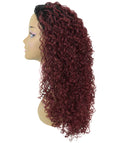 Makayla Deep Pink to Black Blend Curls Half Cap Wig