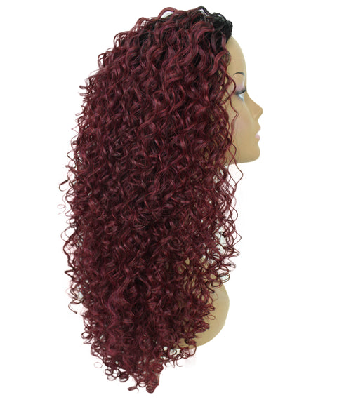 Makayla Deep Pink to Black Blend Curls Half Cap Wig