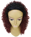 Makayla Deep Pink to Black Blend Curls Half Cap Wig
