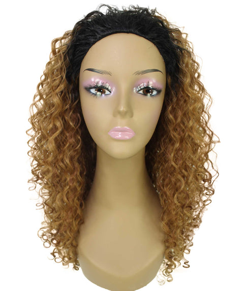 Makayla Honey Alburn Curls Half Cap Wig