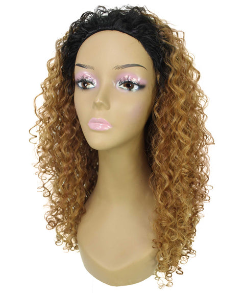 Makayla Honey Alburn Curls Half Cap Wig