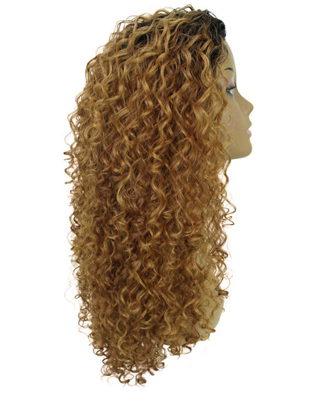 Makayla Honey Alburn Curls Half Cap Wig