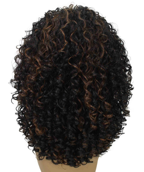 Tatiana Black with Caramel Curls Half Wig
