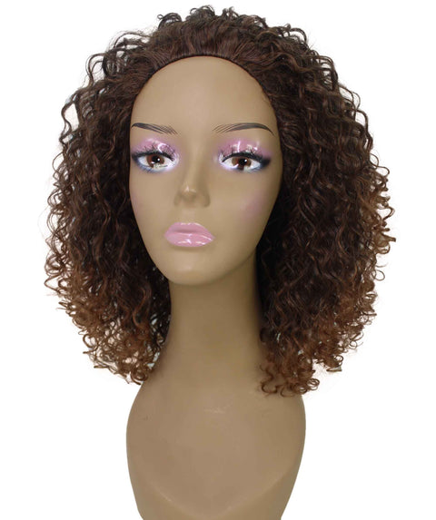 Tatiana Dark Auburn Brown Blend Curls Half Wig