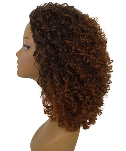 Tatiana Dark Auburn Brown Blend Curls Half Wig