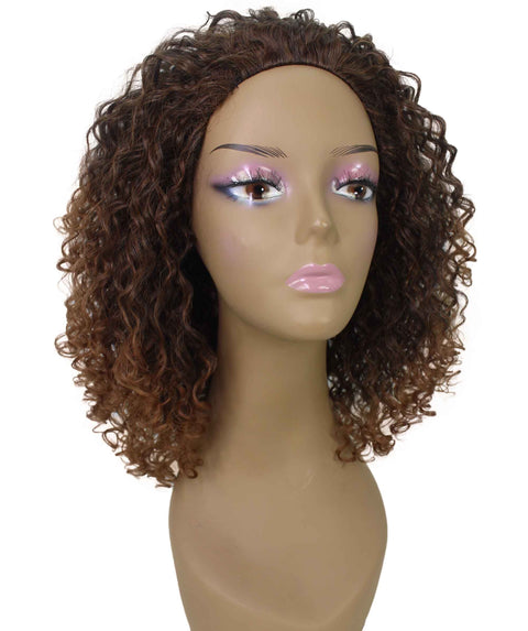 Tatiana Dark Auburn Brown Blend Curls Half Wig