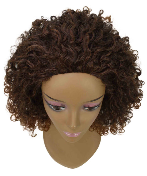 Tatiana Dark Auburn Brown Blend Curls Half Wig